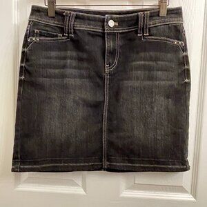 White House Black Market Black Denim Mini Skirt size 4